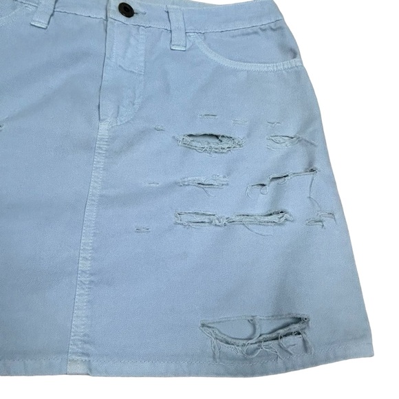 Dolce & Gabbana Denim A-Line Mini Skirt - Distressed - Light Blue - US 6 W28 IT4 - Picture 4 of 16